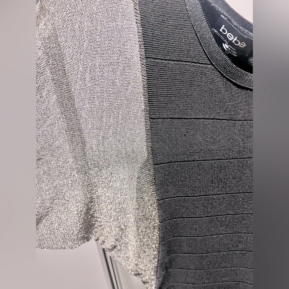 Dolman Sparkly Mesh Sleeve Bodycon Dress - Picture 3 of 4